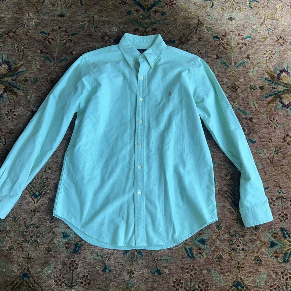 Ralph Lauren LS Green Oxford cloth button-down Multicolored Pony Logo 44” Large